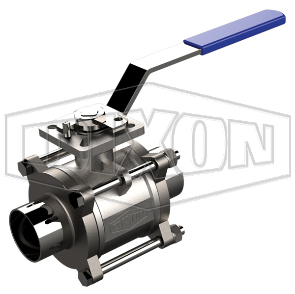 2-Way Encapsulated Sanitary 3 Piece Stainless Steel Ball Valve